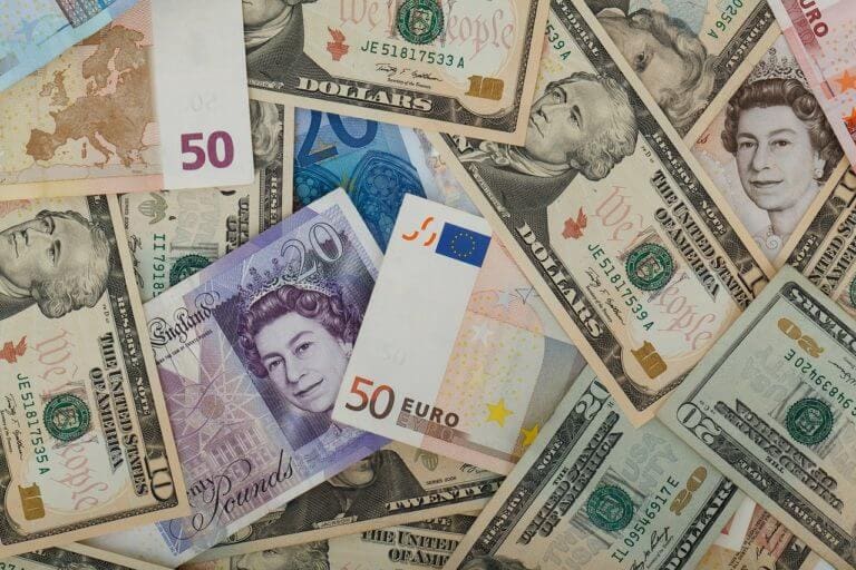 A mixture of foreign exchange currencies