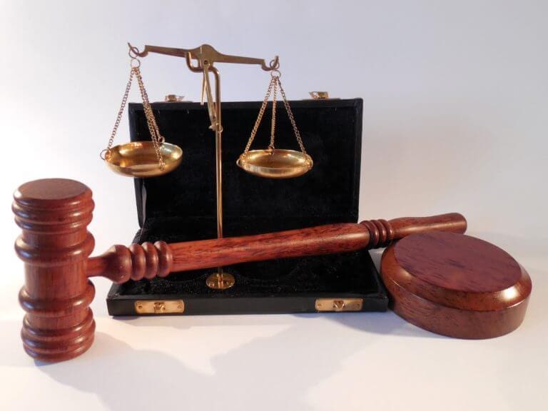 Scales of justice and a legal gavel