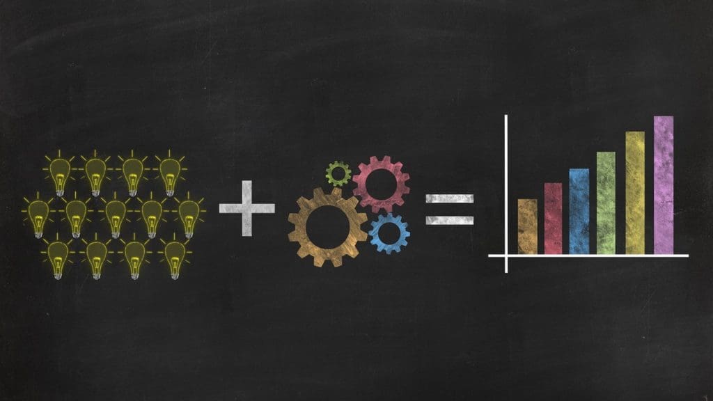 A concept showing data democratization and the organisation producing results