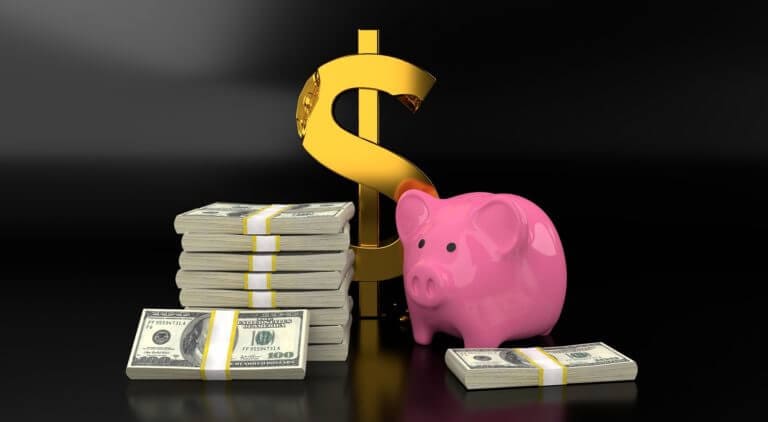 A piggy bank and Dollars