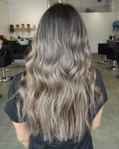 Ash brown hair with highlights