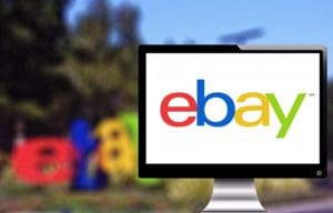 The eBay logo on a computer screen