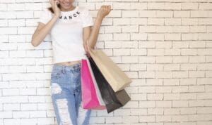 A woman holding shopping bags