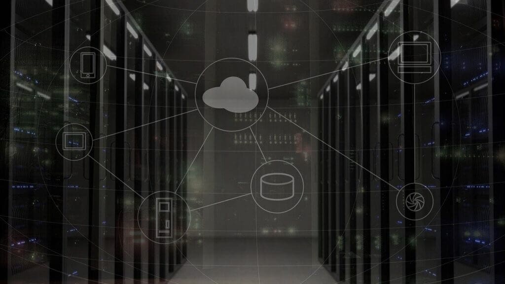 A cloud computing with networked servers concept
