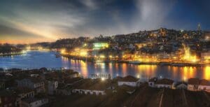 Porto in Portugal at night time