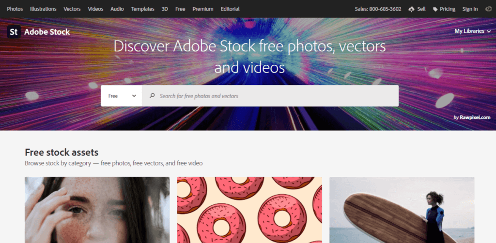 A screenshot of the Adobe Stock website