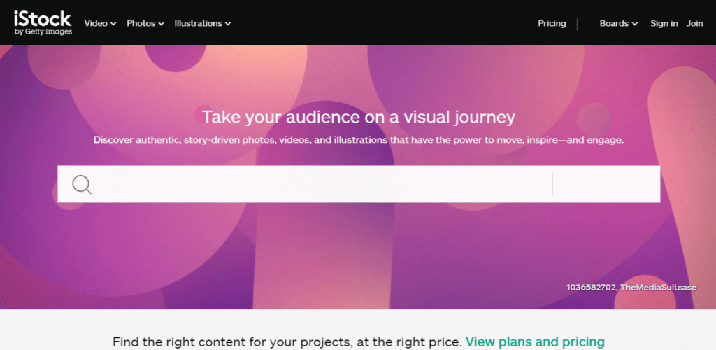 A screenshot of the iStock website