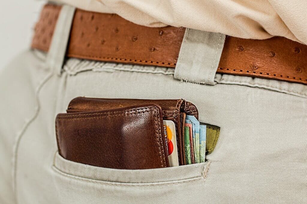 A wallet in someone's back pocket