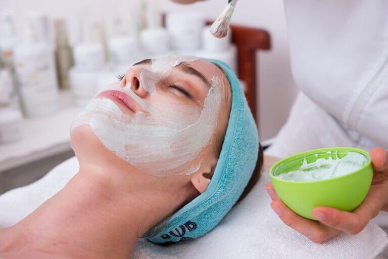 Being pampered with a skin care treatment