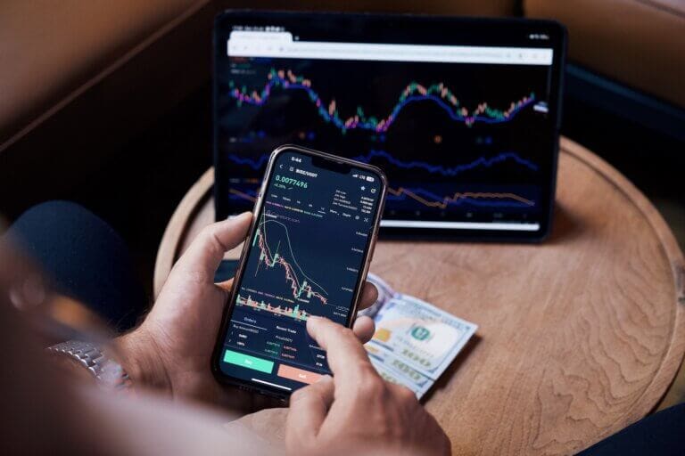 Investing charts displayed on mobile technologies
