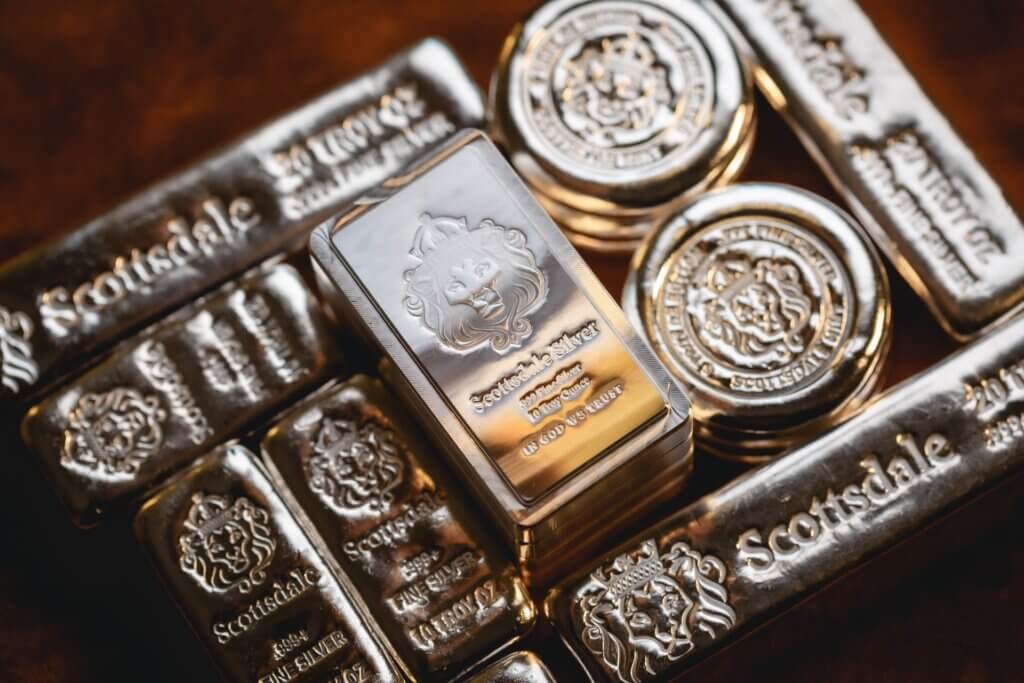 Scottsdale silver bullion in the form of bars and rounds