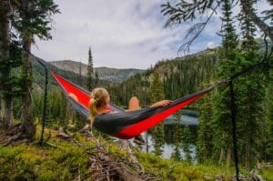 Resting in a hammock when travelling