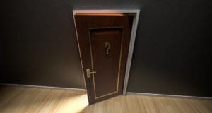 An open door and a question mark