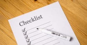 A checklist and a pen